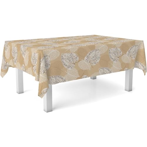 ECOMMERC3 Fleckabweisende Tischdecke für rechteckigen Tisch, Größe 200x140 cm | Schmutzabweisende Tischdecke, extra weich und wasserdicht, SIL BEIGE von ECOMMERC3