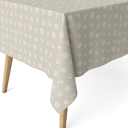 ECOMMERC3 Fleckabweisende Tischdecke für rechteckigen Tisch, Größe 240x140 cm | Schmutzabweisende Tischdecke, extra weich und wasserdicht, Ancora BEIGE von ECOMMERC3