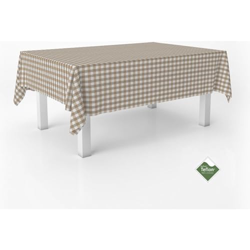 ECOMMERC3 Fleckabweisende Tischdecke für rechteckigen Tisch, Größe 240x140 cm | Schmutzabweisende Tischdecke, extra weich und wasserdicht, Taupe von ECOMMERC3