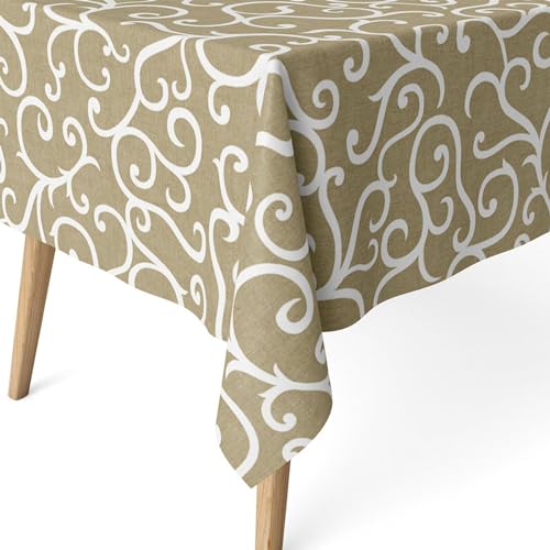 ECOMMERC3 Fleckabweisende Tischdecke für rechteckigen Tisch, Größe 260 x 140 cm, schmutzabweisend, extra weich und wasserdicht, senffarben, Senf von ECOMMERC3