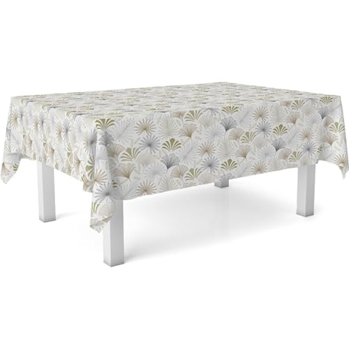 ECOMMERC3 Fleckabweisende Tischdecke für rechteckigen Tisch, Größe 260x140 cm | Schmutzabweisende Tischdecke, extra weich und wasserdicht, PALMITO BEIGE von ECOMMERC3