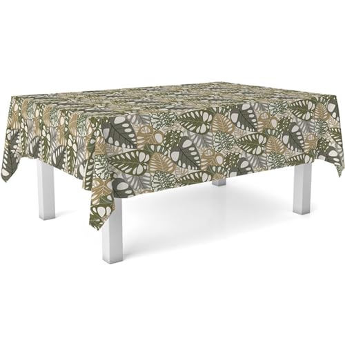 ECOMMERC3 Fleckabweisende Tischdecke für rechteckigen Tisch, Größe 300x140 cm | Schmutzabweisende Tischdecke, extra weich und wasserdicht, FILO GRÜN von ECOMMERC3