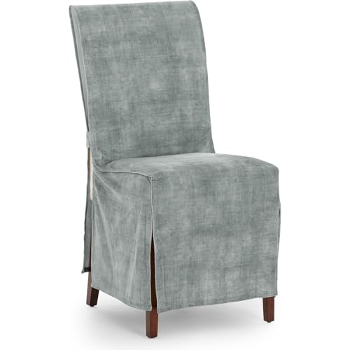 ECOMMERC3 Kissenbezug aus Nicht elastischem Samtstoff – Kissenbezug in Perlgrau, weich im Griff mit schmutzabweisender Oberfläche und Zierschleifen von ECOMMERC3