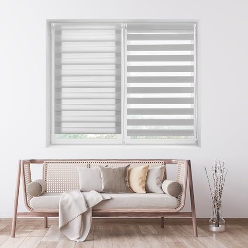 ECOMMERC3 Doppelrollo Nacht und Tag ohne Bohren Größe 35x150 - Easyfix Rollo OHNE Werkzeuge Stoffgröße 32x145 - Doppelrollo Nacht und Tag Silbergrau ECOMMERC3 Doppelrollo Nacht und Tag ohne Bohren Größe 35x150 - Easyfix Rollo OHNE Werkzeuge Stoffgröße 32x145 - Doppelrollo Nacht und Tag Silbergrau von ECOMMERC3