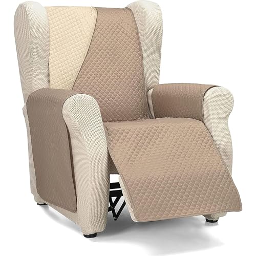 ECOMMERC3 Sesselbezug für 1-Sitzer-Sessel, vollständige Passform, für 1-Sitzer-Sessel und Relaxsessel, Beige/Leder von ECOMMERC3