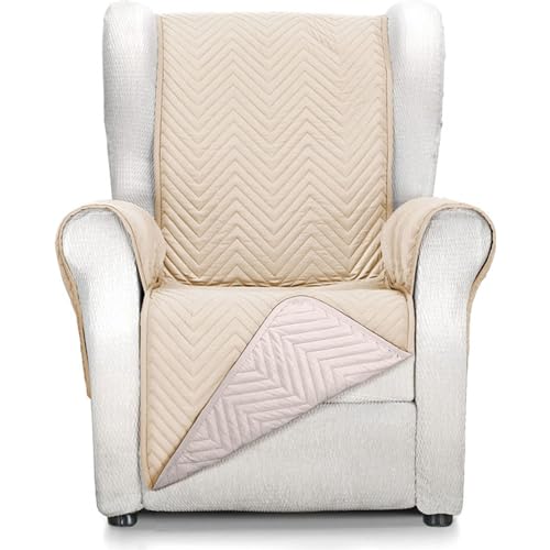 ECOMMERC3 Sesselbezug für 1-Sitzer-Sessel, vollständige Passform, für 1-Sitzer-Sessel und Relaxsessel, Beige/Leinen von ECOMMERC3