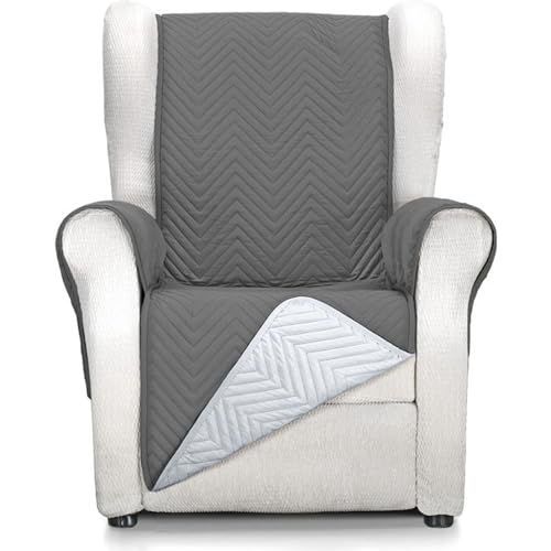ECOMMERC3 Sesselbezug für 1-Sitzer-Sessel, vollständige Passform, für 1-Sitzer-Sessel und Relaxsessel, Grau/Anthrazit von ECOMMERC3