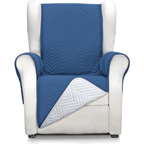 ECOMMERC3 Sesselbezug für 1-Sitzer-Sessel, vollständige Passform, für 1-Sitzer-Sessel und Relaxsessel, Grau/Blau von ECOMMERC3