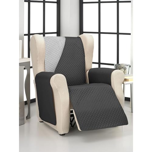 ECOMMERC3 Sesselbezug für 1-Sitzer-Sessel, vollständige Passform, für 1-Sitzer-Sessel und Relaxsessel, Grau/Schwarz von ECOMMERC3