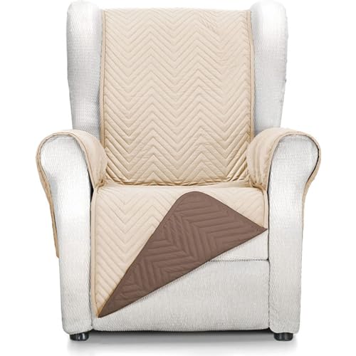 ECOMMERC3 Sesselbezug für 1-Sitzer-Sessel, vollständige Passform, für 1-Sitzer-Sessel und Relaxsessel, beige/braun von ECOMMERC3