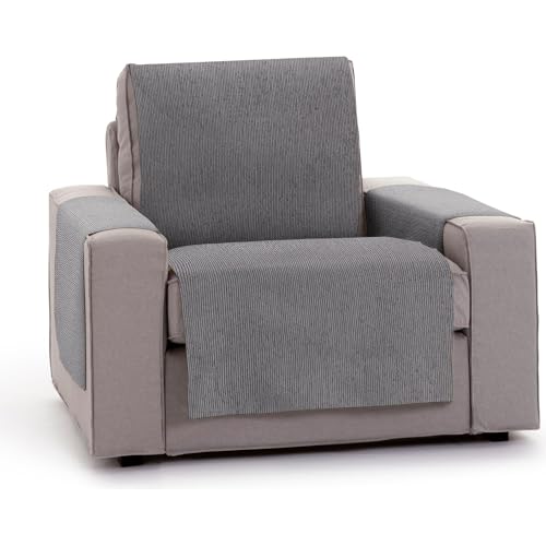 ECOMMERC3 Sofabezug für 1-Sitzer, einfach anzubringen, mit elastischen Gummibändern für eine Feste Passform, Grauer Sofabezug, ideal zum Schutz und zur Erneuerung von Rückenlehne, Sitz und Armlehnen von ECOMMERC3
