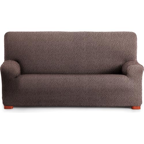 ECOMMERC3 Sofabezug für 3-Sitzer, bi-elastisch, sehr elastischer Stoff, braun, atmungsaktiv und verstellbar, mit Schaumstoffpolstern und Gummibändern von ECOMMERC3
