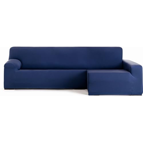 ECOMMERC3 Sofabezug für Chaiselongue, Langer Arm rechts, bi-elastisch, atmungsaktiv, für Chaiselongue-Sofa, Blau, mit Gummibändern und Schaumstoffen, Verschleißschutz von ECOMMERC3