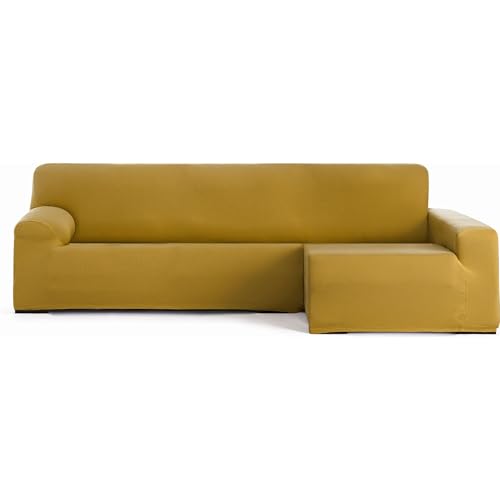 ECOMMERC3 Sofabezug für Chaiselongue, Langer Arm rechts, bi-elastisch, atmungsaktiv, für Chaiselongue-Sofa, senffarben, Gummibänder und Schaumstoffe, Verschleißschutz von ECOMMERC3