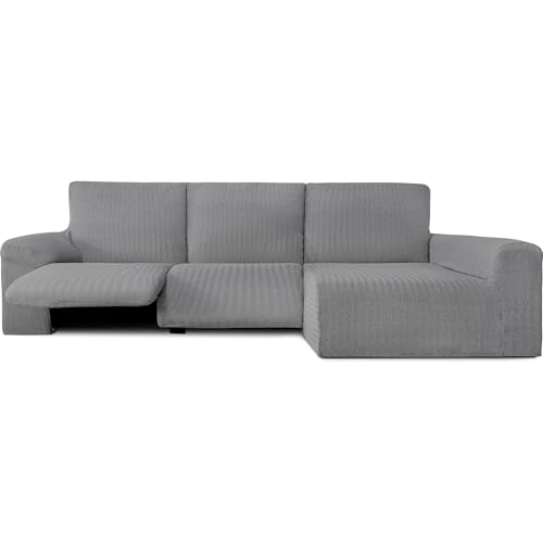 ECOMMERC3 Sofabezug für Chaiselongue, Langer Arm rechts mit Entspannung, grau, bielastisch, atmungsaktiv und einfach anzubringen, mit Schaumstoffen und Gummibändern von ECOMMERC3