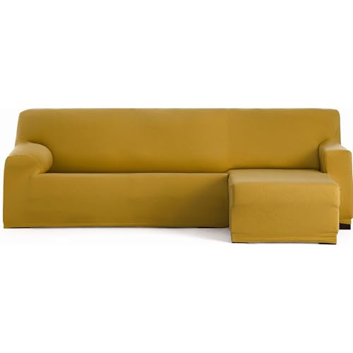 ECOMMERC3 Sofabezug für Chaiselongue, kurzer Arm rechts, bi-elastisch, atmungsaktiv, für Chaiselongue-Sofa, senffarben, Gummibänder und Schaumstoffe, Verschleißschutz von ECOMMERC3