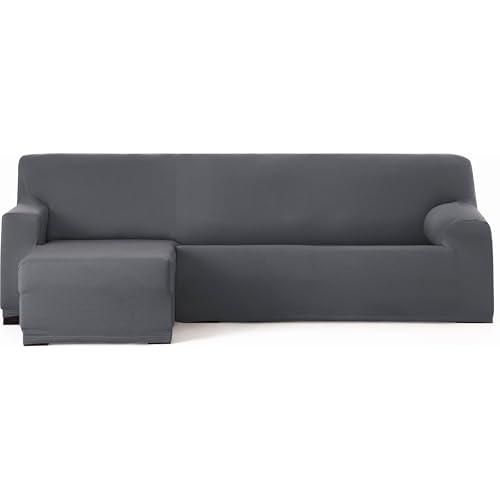 ECOMMERC3 Sofabezug für Chaiselongue, kurzes Eckteil Links, bi-elastisch, atmungsaktiv, Bezug für Chaiselongue-Sofa, Dunkelgrau, Gummi- und Schaumstoff-Befestigung von ECOMMERC3