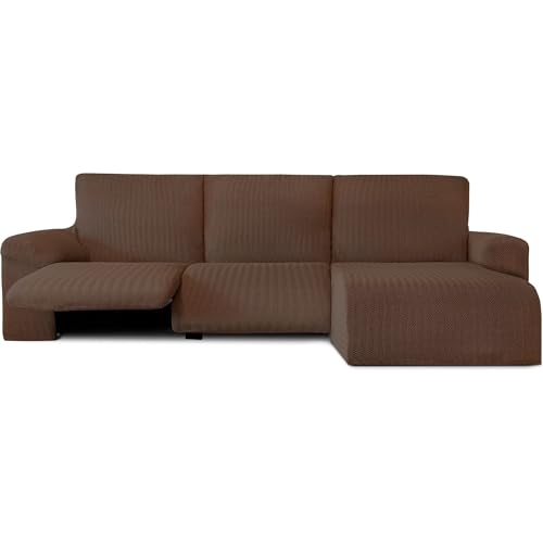 ECOMMERC3 Sofabezug für Chaiselongue, kurzes Eckteil rechts, mit Relaxfunktion, Braun, bi-elastisch, atmungsaktiv und einfach anzubringen, mit Schaumstoffen und Gummibändern von ECOMMERC3