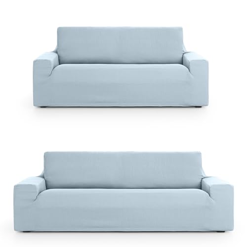 ECOMMERC3 Sofaüberwurf 3+2 Duo, universell und vielseitig – Sofabezug in himmelblau, einfach anzubringen, für Rückenlehne, Sitzfläche und Armlehnen von ECOMMERC3