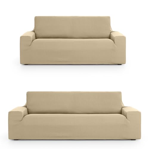 ECOMMERC3 Sofaüberwurf 3+2 Duo, universell und vielseitig – Sofaüberwurf in Beige, einfach anzubringender Schutz für Rückenlehne, Sitzfläche und Armlehnen von ECOMMERC3