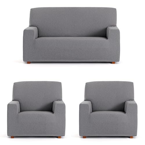 ECOMMERC3 Sofaüberwurf Trio 3+1+1, universell und vielseitig, Grau, einfach anzubringen, für Rückenlehne, Sitz und Armlehnen ECOMMERC3 Sofaüberwurf Trio 3+1+1, universell und vielseitig, Grau, einfach anzubringen, für Rückenlehne, Sitz und Armlehnen von ECOMMERC3