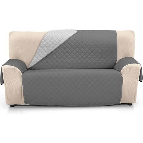 ECOMMERC3 Sofaüberwurf in Größe 4-Sitzer, sehr verstellbar, 4-Sitzer, wendbar, Grau/Anthrazit, gepolstert und extra weich, 100% Made in Spain von ECOMMERC3