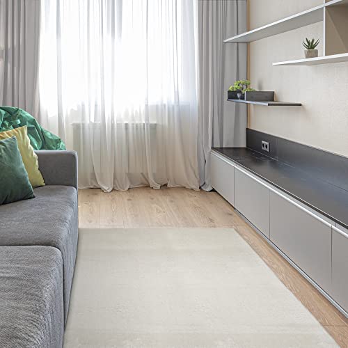 ECOMMERC3 Weicher Teppich für Wohnzimmer, mittelgroß, weiß, 80 x 150 cm, mit weicher und gepolsterter Textur, Rutschfester Teppich aus Polyester und 3D-Backing, maschinenwaschbar von ECOMMERC3