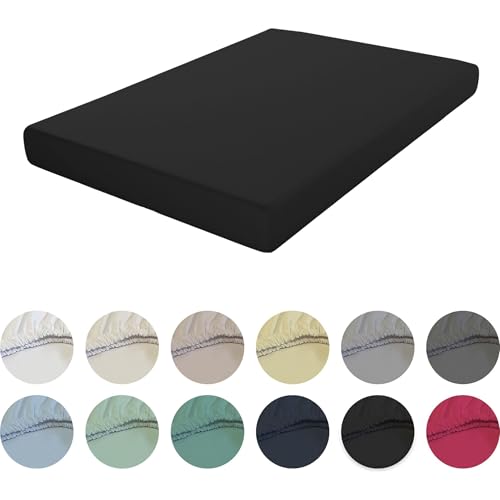 ECOMMERC3 Spannbettlaken, extra weich und bequem, für 80 cm breite Betten, Schwarz, verstellbar, leicht zu waschen und strapazierfähig ECOMMERC3 Spannbettlaken, extra weich und bequem, für 80 cm breite Betten, Schwarz, verstellbar, leicht zu waschen und strapazierfähig von ECOMMERC3