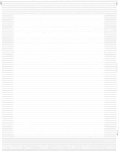 ECOMMERC3 | Transparentes Rolloblendgröße 140x180 - Einfach zu installierende Rolloblende Stoffmaß 137x175 - Gestreifter Weiß Rolloblende von ECOMMERC3