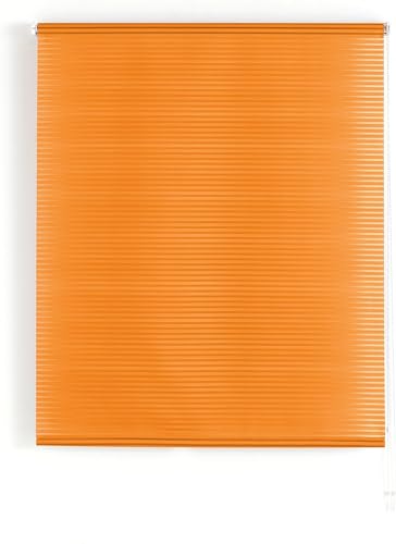 ECOMMERC3 | Transparentes Rolloblendgröße 160x180 - Einfach zu installierende Rolloblende Stoffmaß 157x175 - Gestreifter Orange Rolloblende von ECOMMERC3