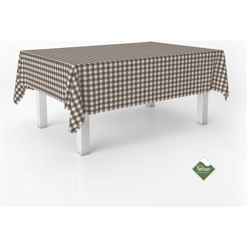 ECOMMERC3 Vichy Tischdecke, schmutzabweisend, rechteckig, Größe 180 x 140 cm, Vichy-Tischdecke, extra weich und wasserdicht, Braun von ECOMMERC3