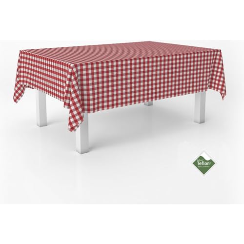 ECOMMERC3 Vichy Tischdecke, schmutzabweisend, rechteckig, Größe 180 x 140 cm, Vichy-Tischdecke, extra weich und wasserdicht, Rot von ECOMMERC3