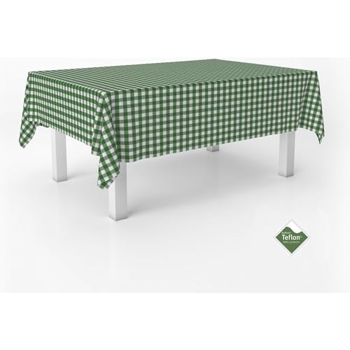 ECOMMERC3 Vichy Tischdecke, schmutzabweisend, rechteckig, Größe 200 x 140 cm, Vichy-Tischdecke, extra weich und wasserdicht, Flaschengrün von ECOMMERC3