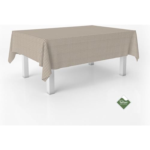 ECOMMERC3 Vichy Tischdecke, schmutzabweisend, rechteckig, Größe 200 x 140 cm, Vichy-Tischdecke, extra weich und wasserdicht, Taupe von ECOMMERC3