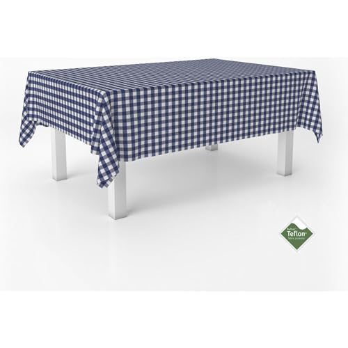 ECOMMERC3 Vichy Tischdecke, schmutzabweisend, rechteckig, Größe 240 x 140 cm, Vichy-Tischdecke, extra weich und wasserdicht, Marineblau von ECOMMERC3