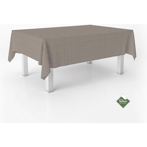 ECOMMERC3 Vichy Tischdecke, schmutzabweisend, rechteckig, Größe 300 x 140 cm, Vichy-Tischdecke, extra weich und wasserdicht, Braun von ECOMMERC3