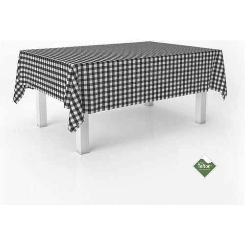 ECOMMERC3 Vichy Tischdecke, schmutzabweisend, rechteckig, Größe 300 x 140 cm, Vichy-Tischdecke, extra weich und wasserdicht, Schwarz von ECOMMERC3