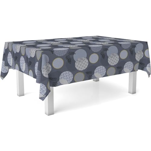 ECOMMERC3 Fleckabweisende Tischdecke für runden Tisch, Größe 140, rund | Schmutzabweisende Tischdecke, extra weich und wasserdicht, Lens BLAU von ECOMMERC3