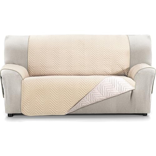 ECOMMERC3 Wende-Sofabezug für 2-Sitzer-Sofa, extra weich und maximale Anpassung, Beige/Leinen von ECOMMERC3