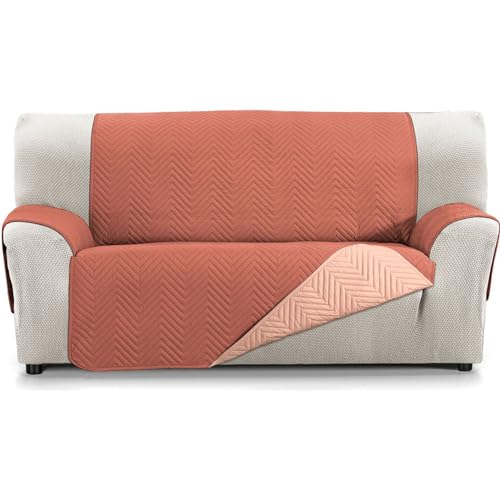 ECOMMERC3 Wende-Sofabezug für 2-Sitzer-Sofa, extra weich und maximale Anpassung, Farbe: Dachziegel/Koralle von ECOMMERC3