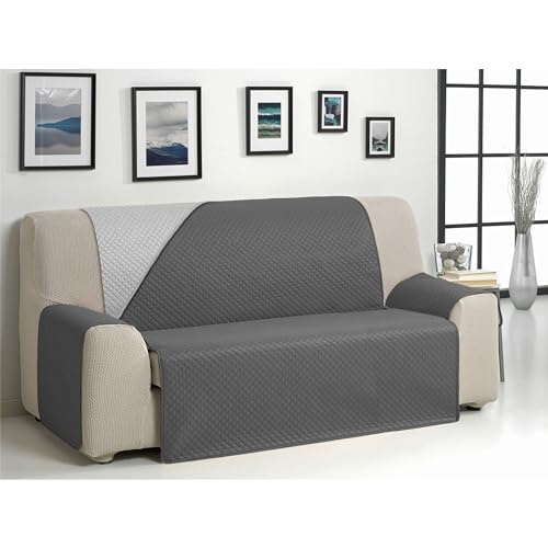 ECOMMERC3 Wende-Sofabezug für 2-Sitzer-Sofa, extra weich und maximale Anpassung, Grau/Anthrazit von ECOMMERC3
