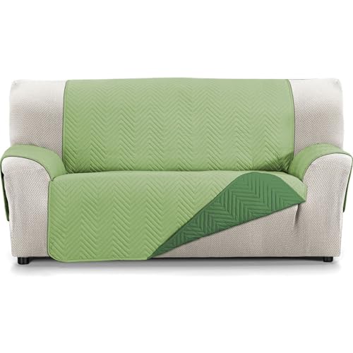 ECOMMERC3 Wende-Sofabezug für 2-Sitzer-Sofa, extra weich und maximale Anpassung, Grün/Flasche von ECOMMERC3