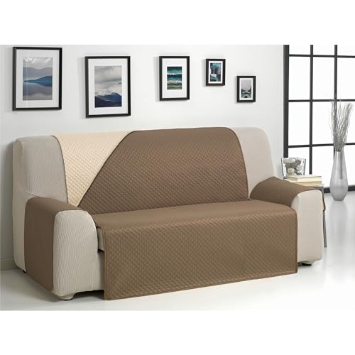 ECOMMERC3 Wende-Sofabezug für 2-Sitzer-Sofa, extra weich und maximale Anpassung, beige/braun von ECOMMERC3