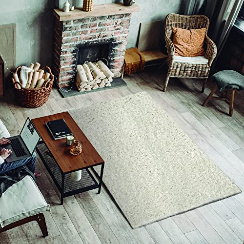ECOMMERC3 Exclusive - Teppich Wohnzimmer Langflor Gepolstert und Sehr Weich Weiß 120 x 170 cm | Wohnzimmerteppich aus Polyester und Jute Rücken von ECOMMERC3
