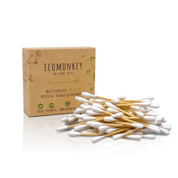 ECOMONKEY® Bambus Wattestäbchen | Nachhaltig & Plastikfrei von ECOMONKEY