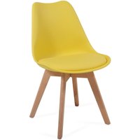 Ecomsof - miadomodo® Esszimmerstühle 2er Set - im Skandinavischen Stil, Modern, Gepolstert mit Sitzkissen, aus Kunststoff & Massivholz, Gelb von ECOMSOF