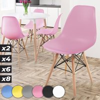 Ecomsof - miadomodo® Esszimmerstühle 4er Set - Küchenstuhl im skandinavischen Stil aus Kunststoff, Metall & Massivholz, Rosa - Vintage, Retro Design, von ECOMSOF