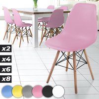 Ecomsof - miadomodo® Esszimmerstühle 6er Set - Küchenstuhl im skandinavischen Stil aus Kunststoff, Metall & Massivholz, Rosa - Vintage, Retro Design, von ECOMSOF