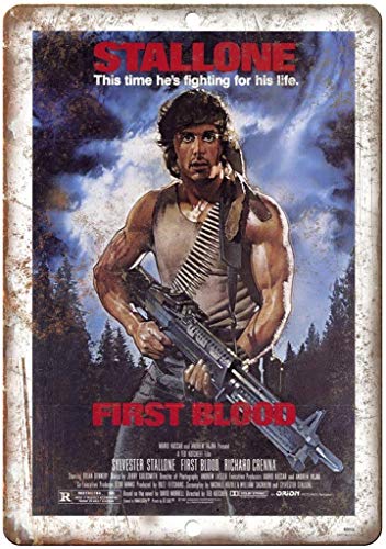 ECONG Stallone First Blood Movie Metallwand Zeichen Blechschilder Warnung hängen Vintage Kunst Folie Poster Band Malerei Promi Bar Cafe Garten öffentliches Geschenk von ECONG