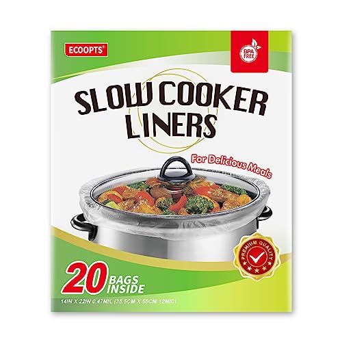 ECOOPTS 20 Beutel extra große Schongarer-Einlagen | Schongarerbeutel passend für 6–10 QT Töpfe | geeignet für ovale und runde Töpfe, BPA-frei (1 Packung 35,6 x 55,9 cm/Beutel) von ECOOPTS